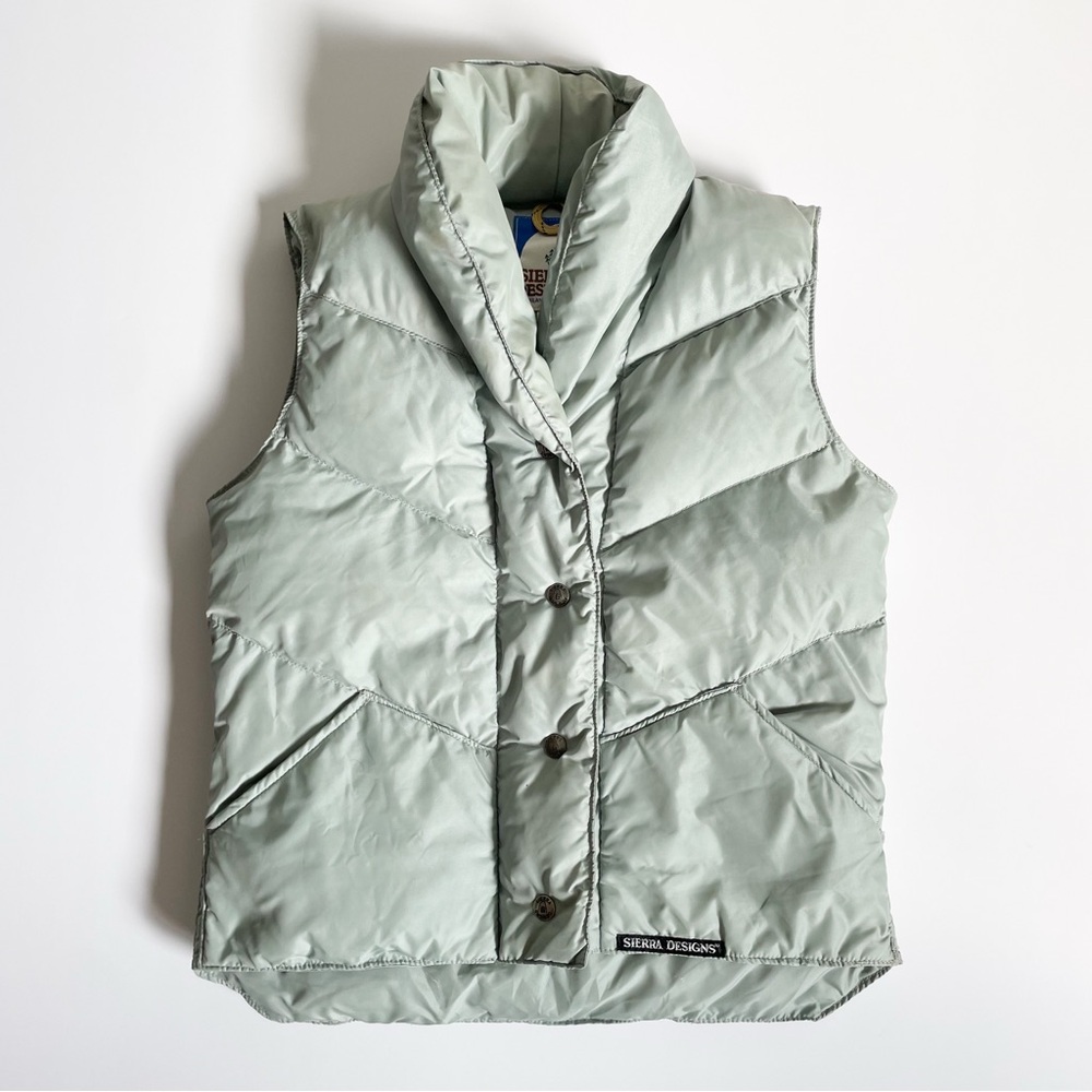 Vintage 70’s Sierra Designs Sage Green Quilted Down Filled Puffer Vest